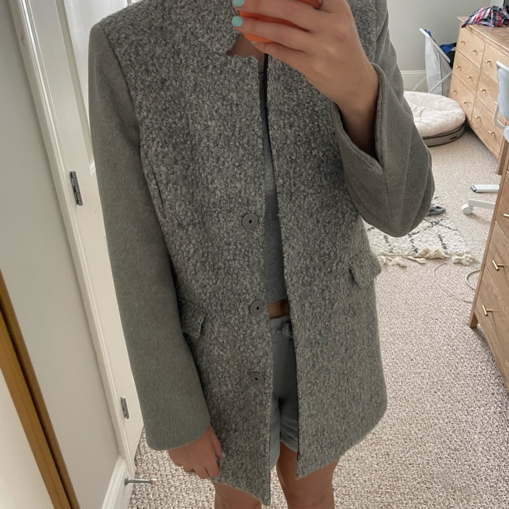Grey wool blend coat
